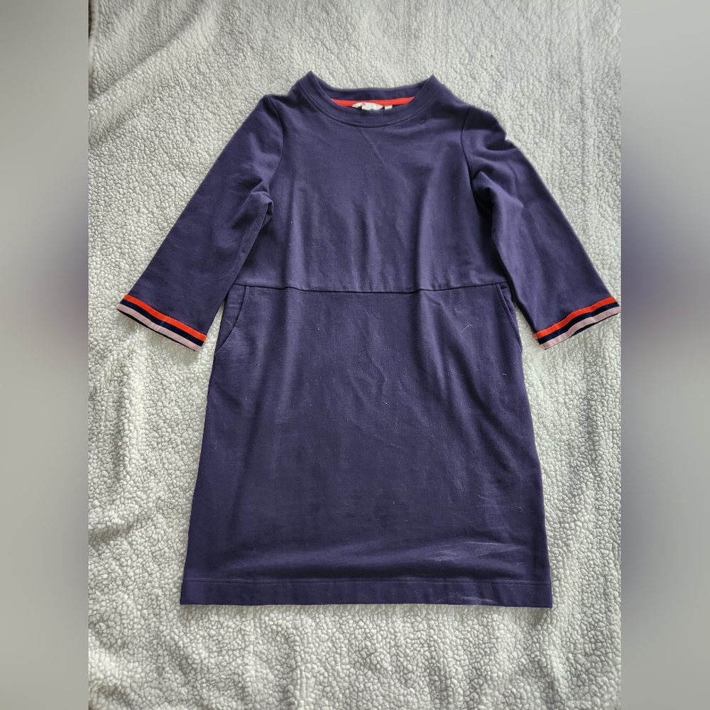 Boden size 12R blue  sweater dress with Pockets 3/4 sleeves